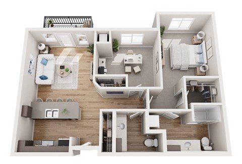 Floor plan for 2 beds, 1.5 baths, 1012 sqft